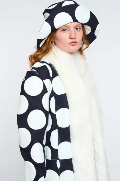MaisonCléo Accessoires Cheveux>LA POUPETTE DÉFILÉ LOOK 15 – Chapeau en denim bleu marine pois blanc petit format