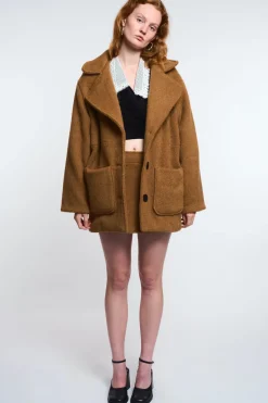 MaisonCléo Vestes / Manteaux>LA POUPETTE DÉFILÉ LOOK 5 – Manteau en laine épaisse ARGANE marron camel