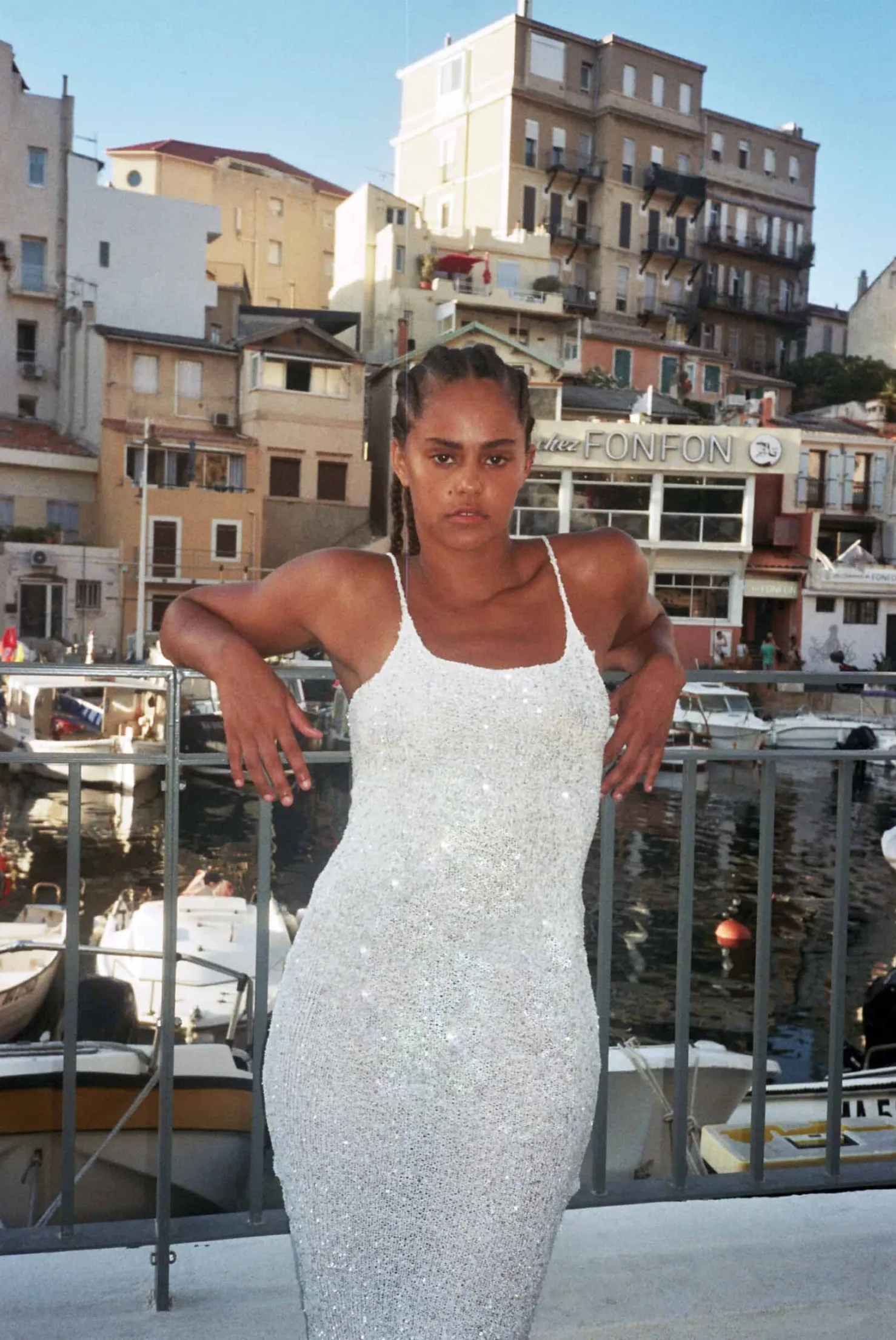 MaisonCléo Robes|Mailles>Longue robe sirène tricotée à sequins blanche neige