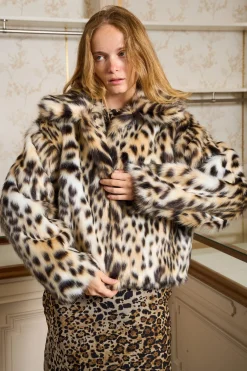 MaisonCléo Vestes / Manteaux>Manteau léopard en fausse fourrure LYSIE