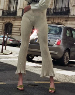 MaisonCléo Mailles|Pantalons / Shorts>Pantalon en coton biologique côtelé tricoté TERESA