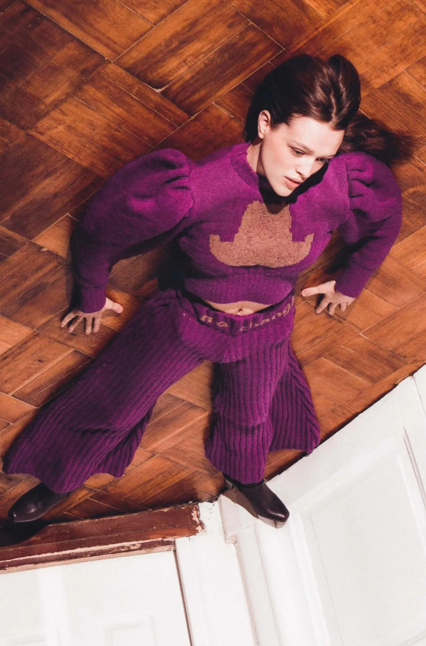 MaisonCléo Mailles>Pantalon en maille côtelé tricoté NO CHANGE NO FUTURE