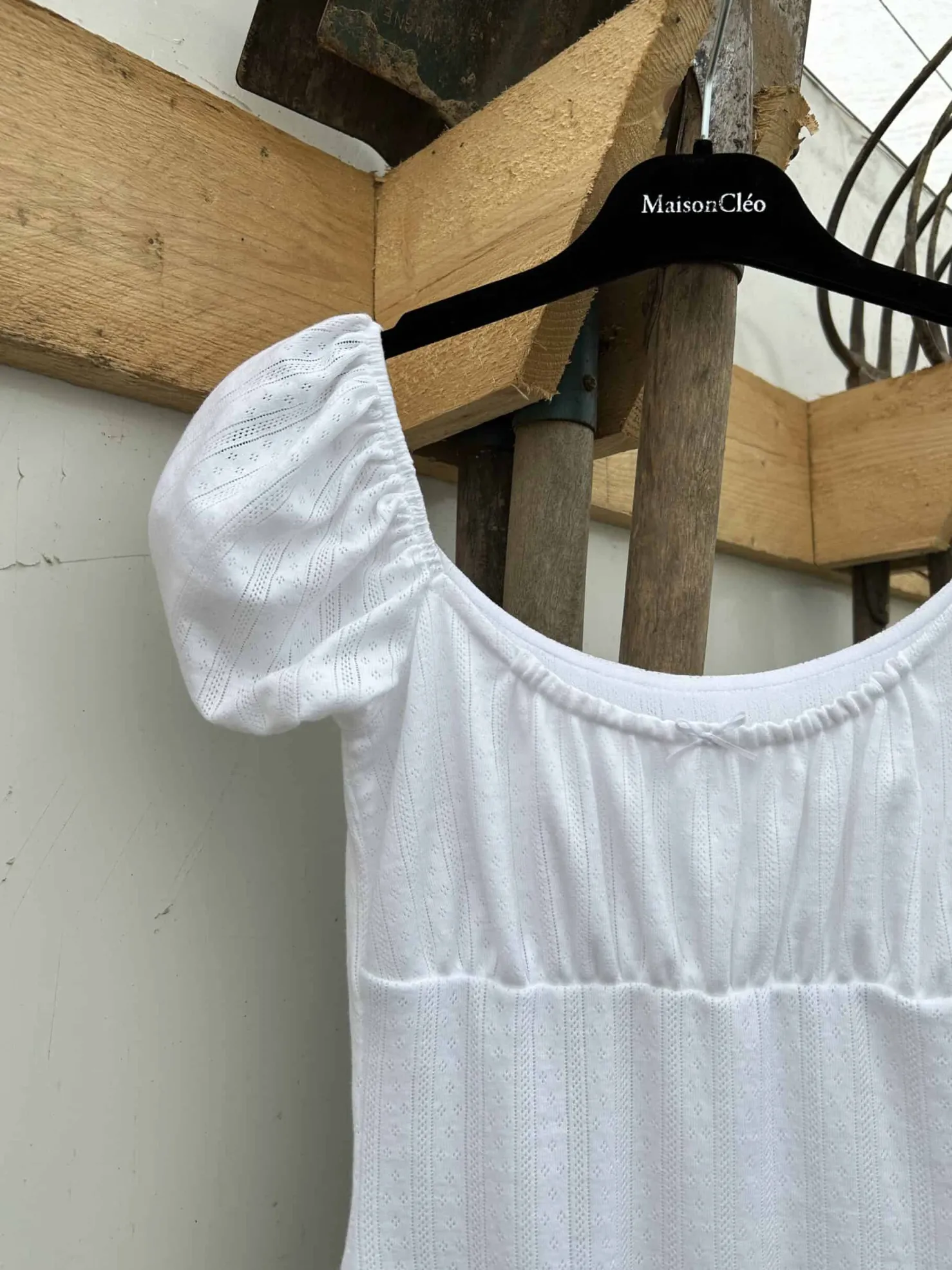 MaisonCléo Robes>Robe babydoll en jersey pointelle blanc