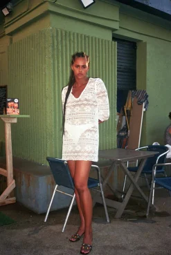 MaisonCléo Robes>Robe crochet fleuri en coton MICHELE
