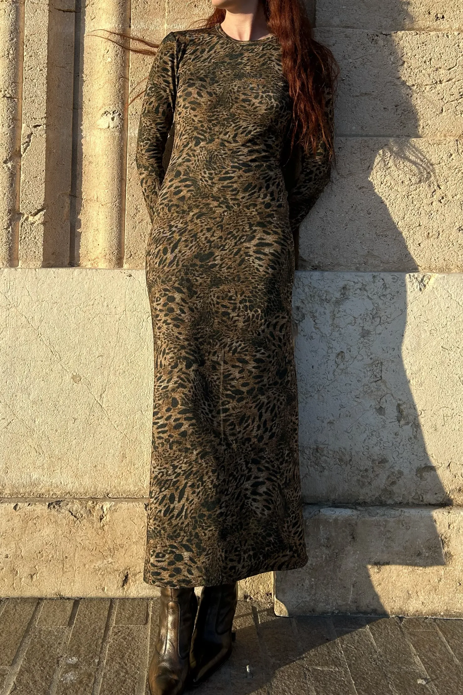 MaisonCléo Robes>Robe jersey leopard longue ADRIANA
