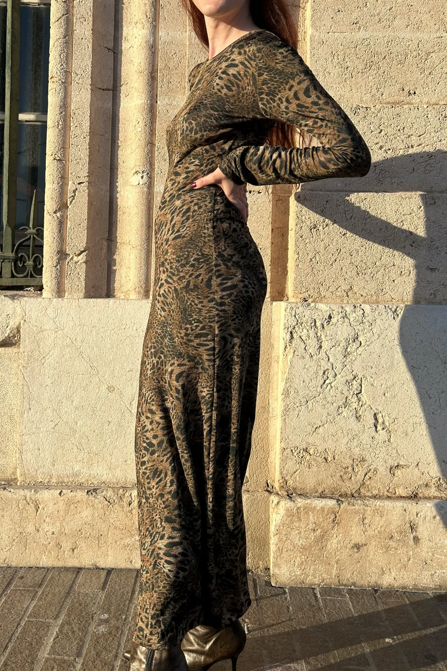 MaisonCléo Robes>Robe jersey leopard longue ADRIANA