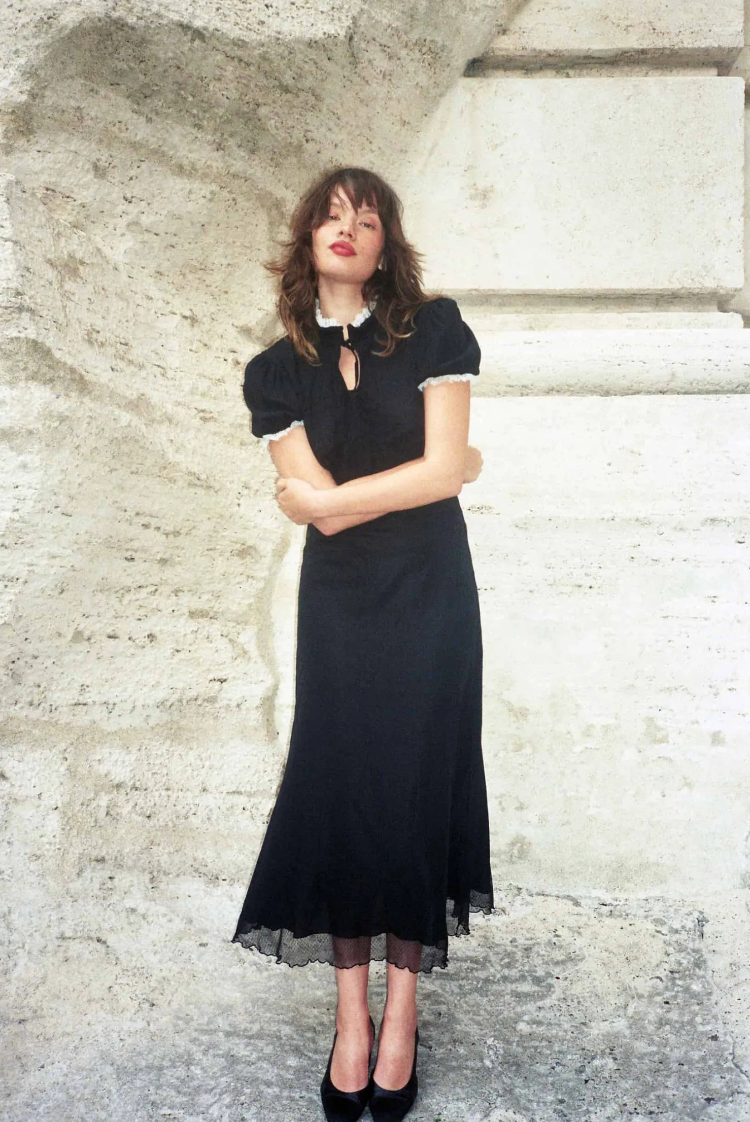 MaisonCléo Robes>Robe longue romantique MORANE en dentelle de Calais – Capsule L’AMOUR