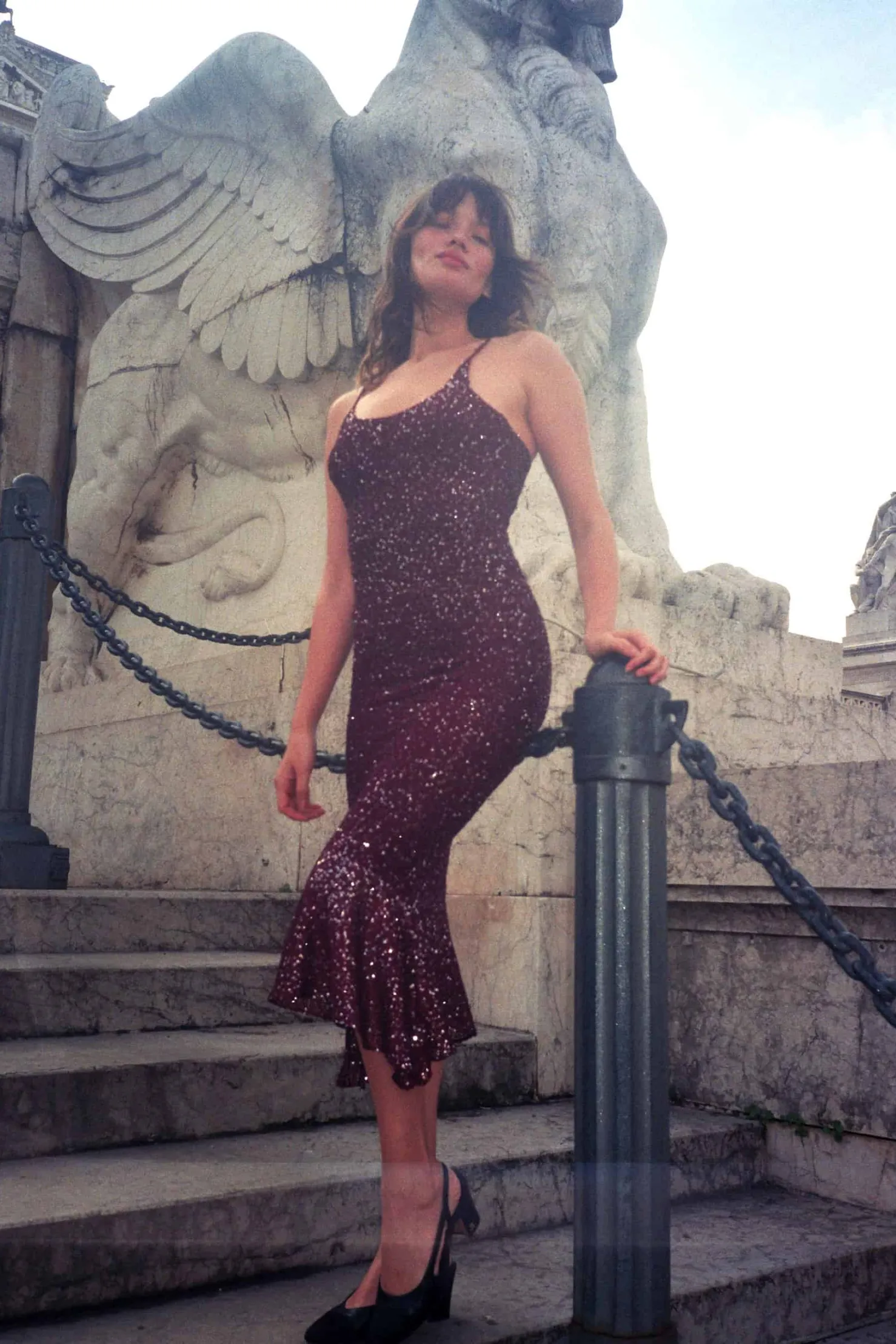MaisonCléo Robes|Mailles>Robe longue sirène TRISTANA tricotée bordeaux avec fil à sequins – Capsule L’AMOUR