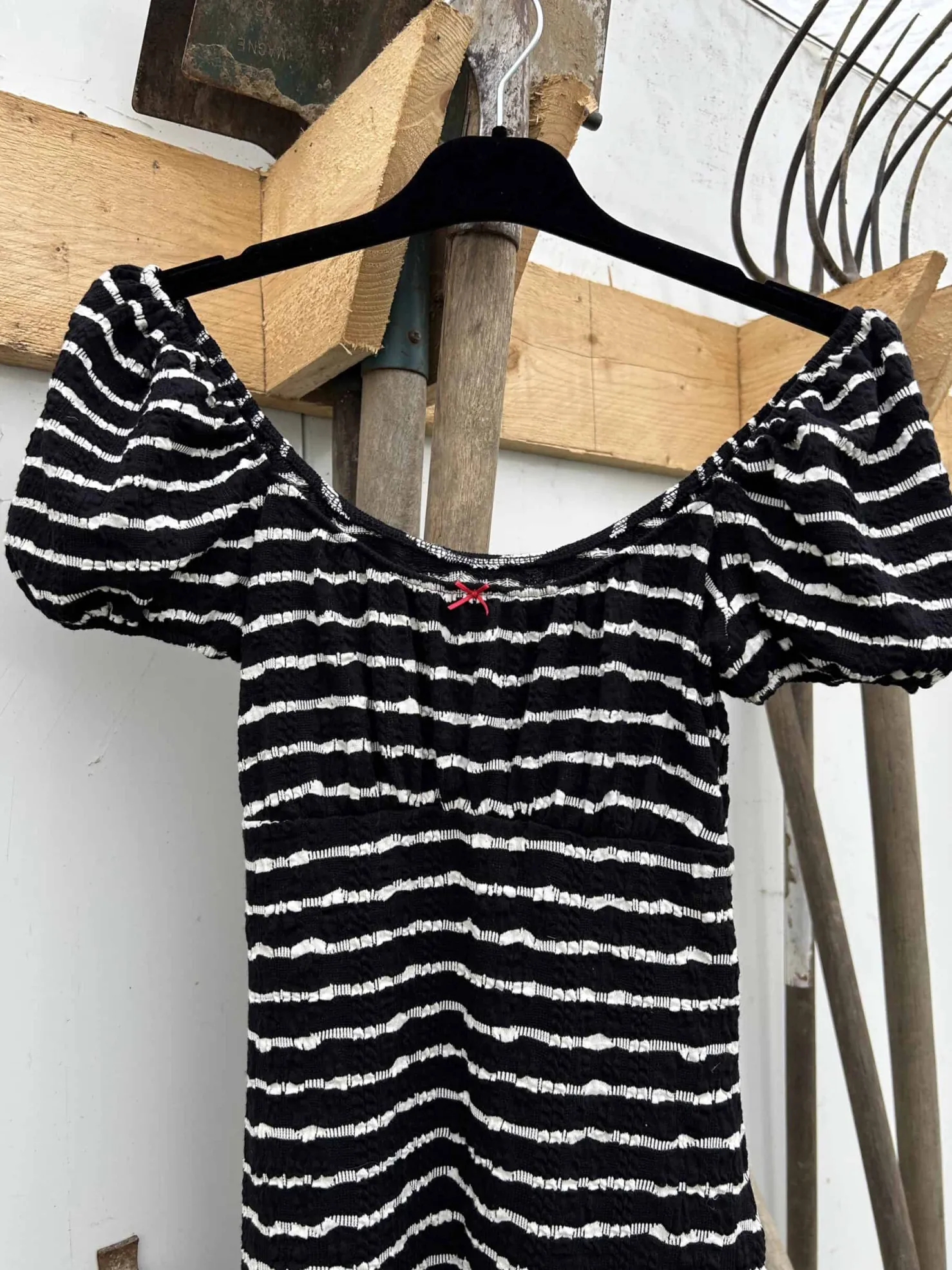 MaisonCléo Robes>Robe marinière jersey noir mi-longue
