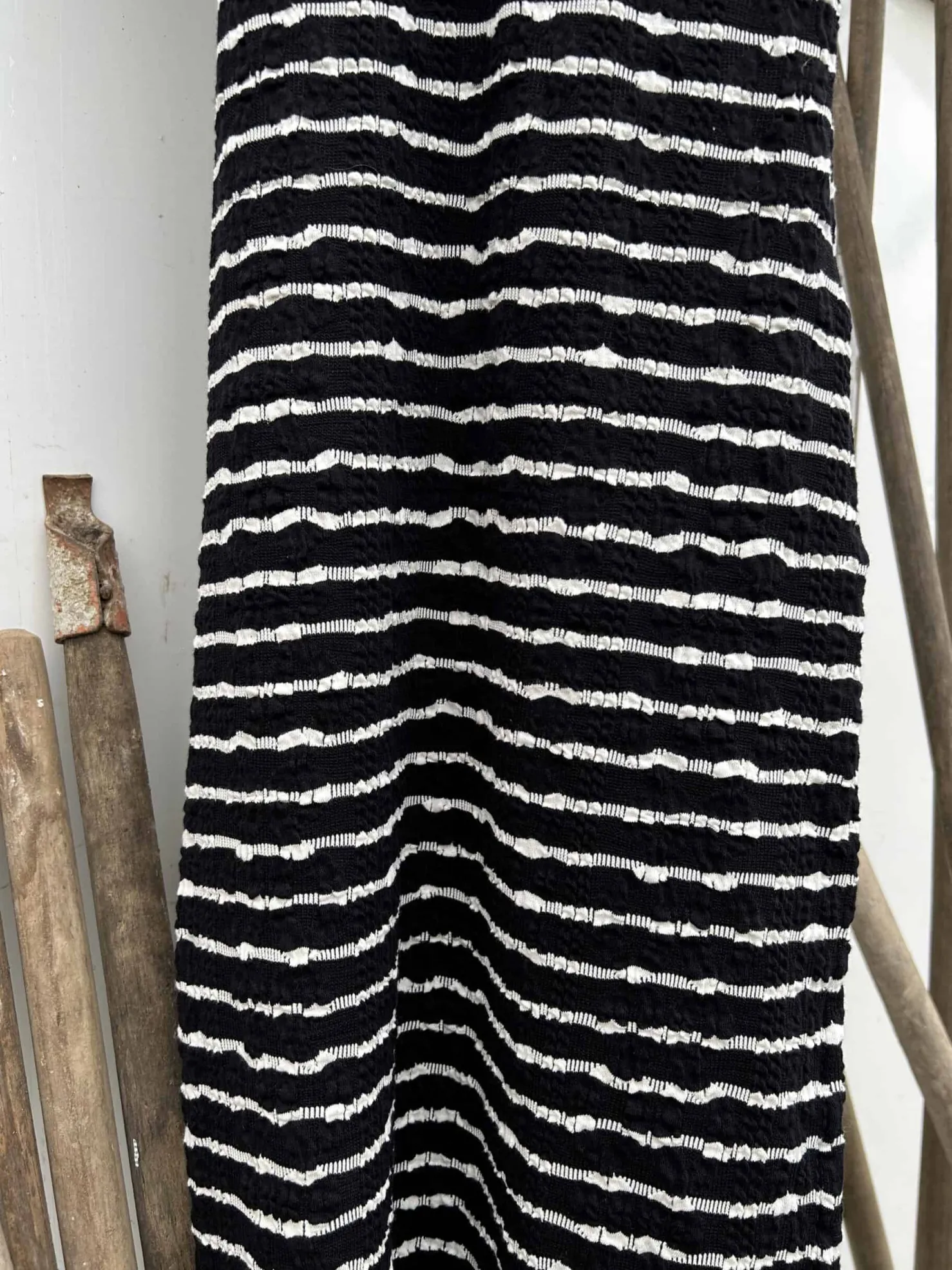 MaisonCléo Robes>Robe marinière jersey noir mi-longue