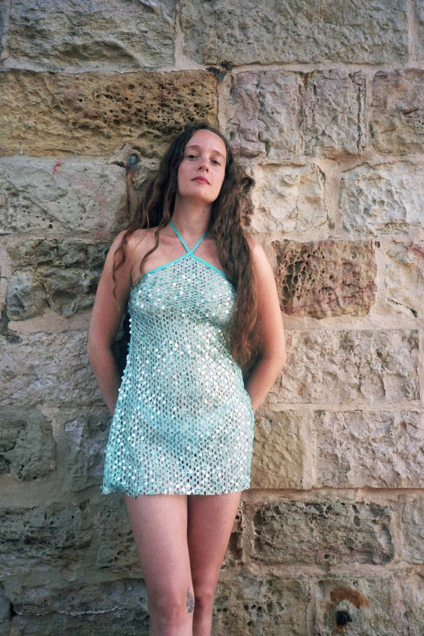 MaisonCléo Robes>Robe mini dos nu à sequins brillants verte corail