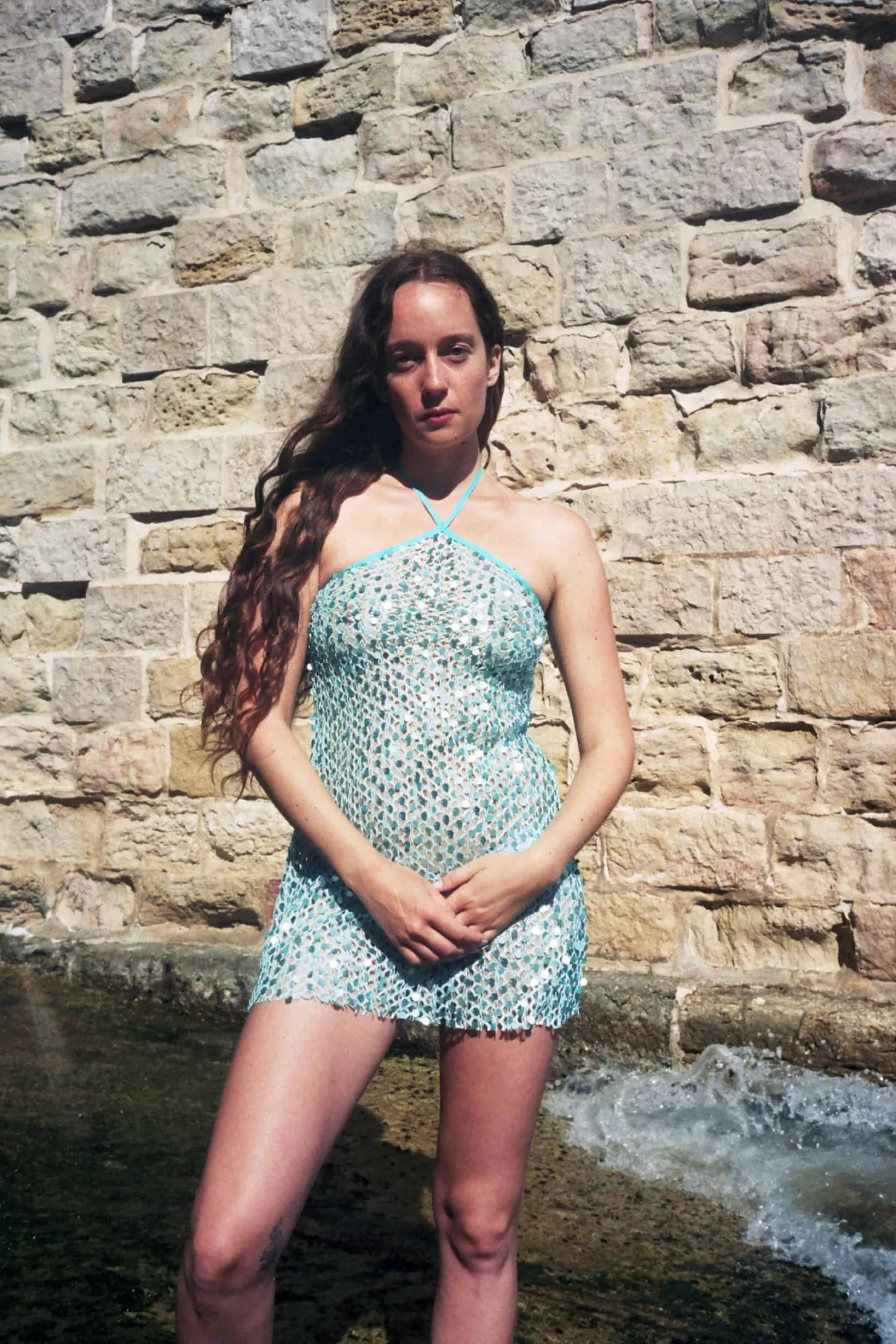 MaisonCléo Robes>Robe mini dos nu à sequins brillants verte corail