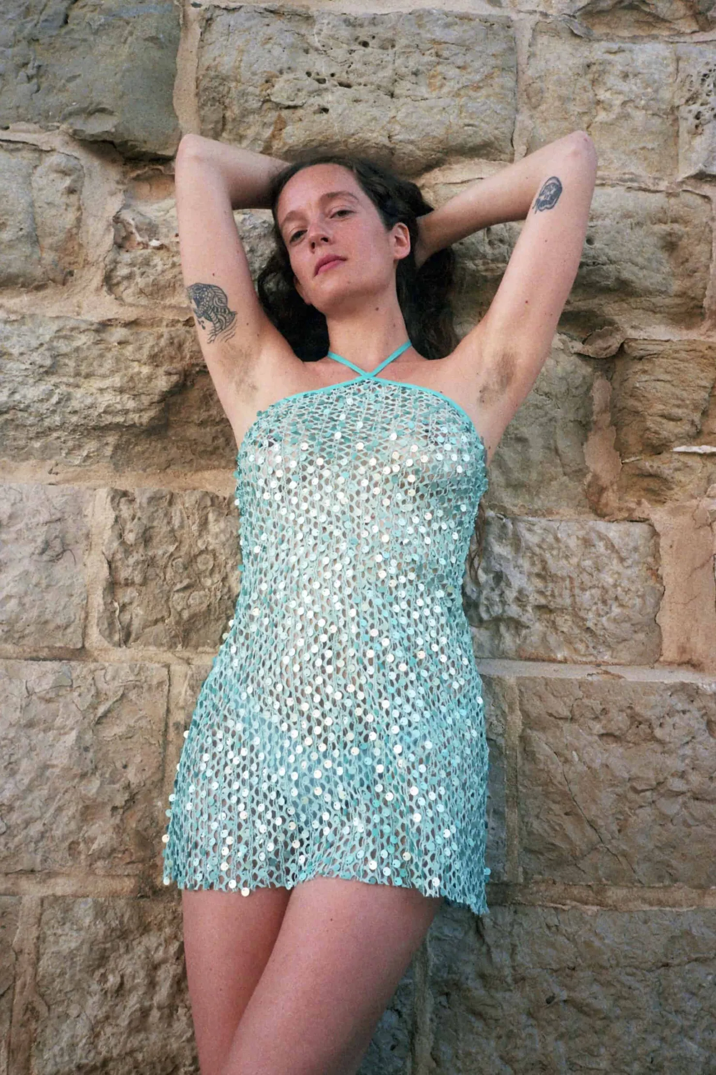 MaisonCléo Robes>Robe mini dos nu à sequins brillants verte corail