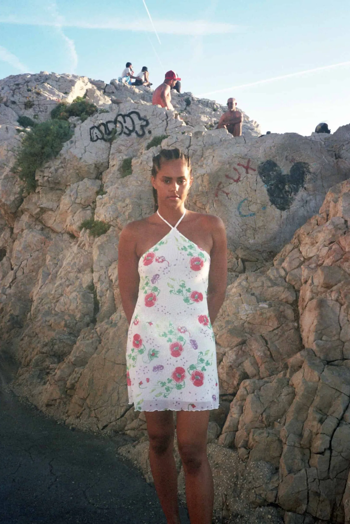 MaisonCléo Robes>Robe mini dos nu en mesh à motif coquelicots & papillons