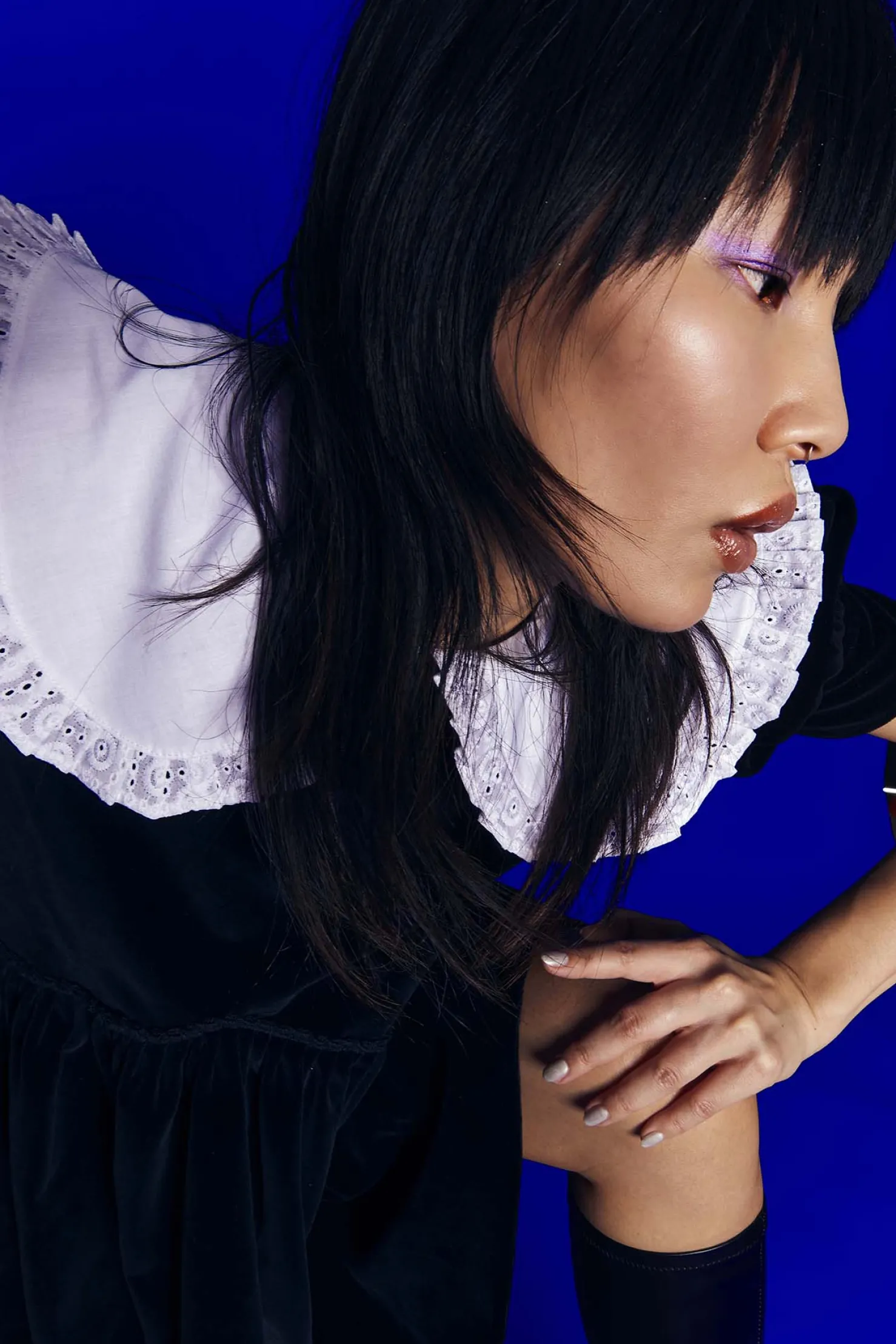 MaisonCléo Robes>Robe oversize en velours de coton noir JOSEPHINE