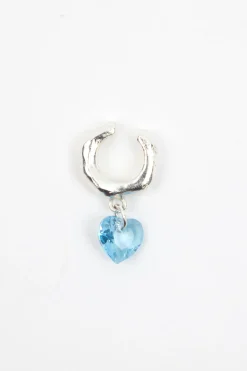 MaisonCléo Bijoux>RUNWAY LOOK 37 – Bijou d&rsquo;oreille ear cuff en argent avec pendentif bleu clair Swarovski