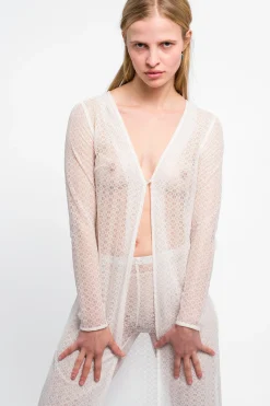 MaisonCléo Cardigans|Tops>RUNWAY LOOK 28 – Cardigan long en dentelle de Calais