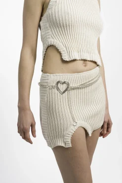 MaisonCléo Ceintures>RUNWAY LOOK 27 – Ceinture chaîne argentée avec coeur XL