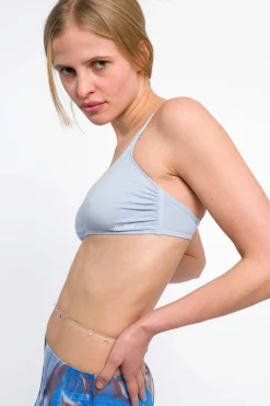 MaisonCléo Maillot De Bain|Tops>RUNWAY LOOK 29 – Haut de maillot de bain bandeau en coton bleu ciel MC Girl