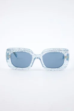 MaisonCléo Lunettes De Soleil>RUNWAY LOOK 35 – LUNETTES PAILLETTES BLEUES CLÉO X EMMANUELLE KHANH