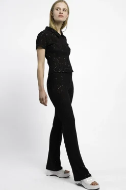 MaisonCléo Pantalons / Shorts>RUNWAY LOOK 45 – Pantalon à sequins noirs évasé