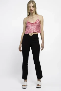 MaisonCléo Pantalons / Shorts>RUNWAY LOOK 5 – Pantalon noir bootcut chaîne piercing fluide
