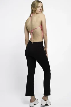 MaisonCléo Pantalons / Shorts>RUNWAY LOOK 5 – Pantalon noir bootcut chaîne piercing fluide