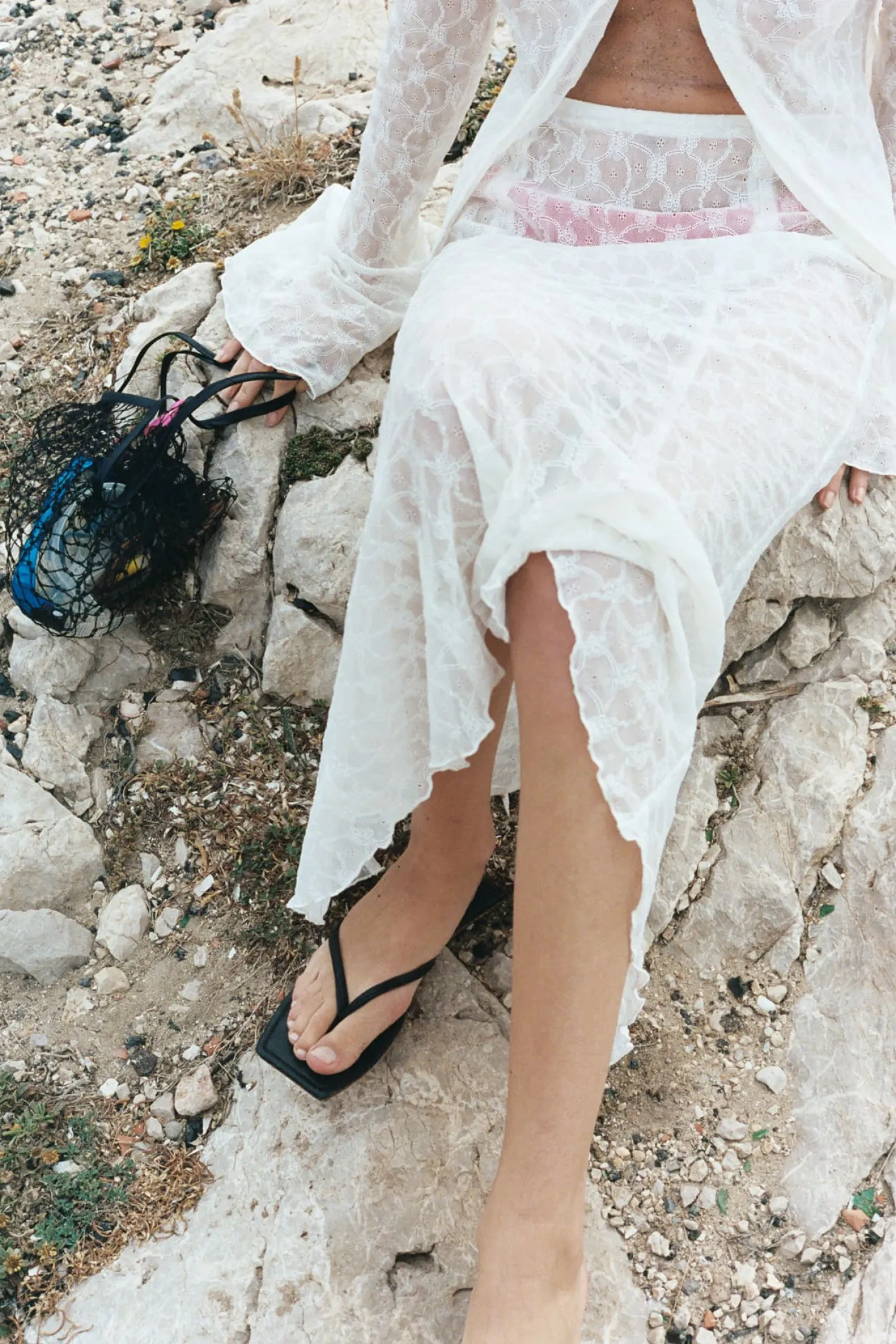 MaisonCléo Sacs>Sac de plage noir en résille crochet irisé et satin