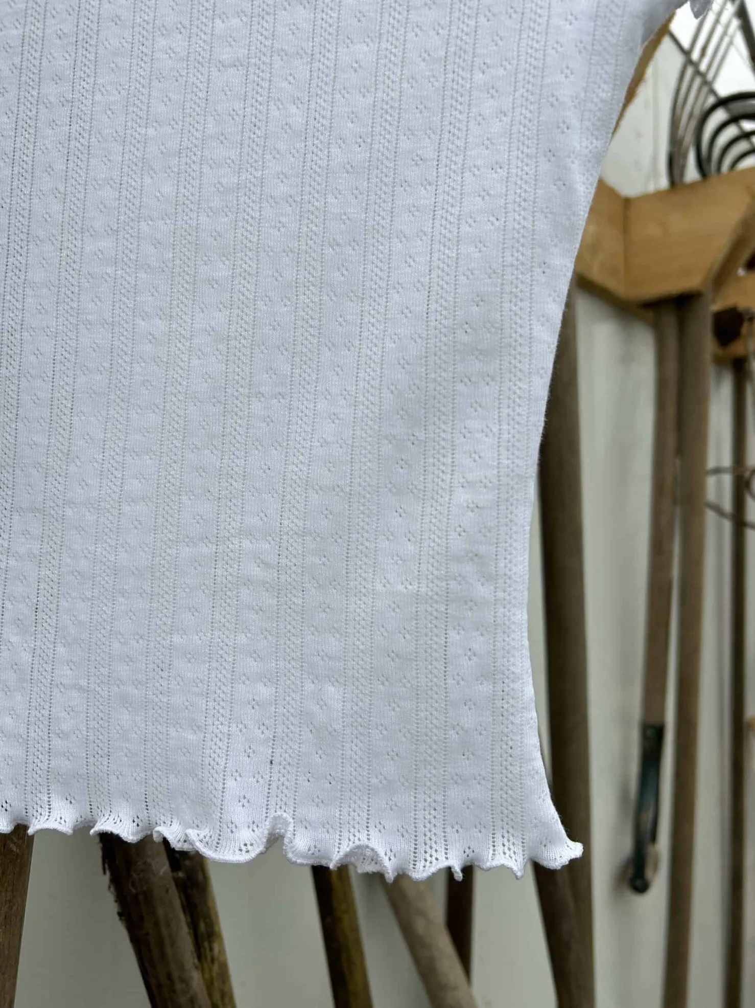 MaisonCléo Tops>T-shirt en jersey pointelle blanc