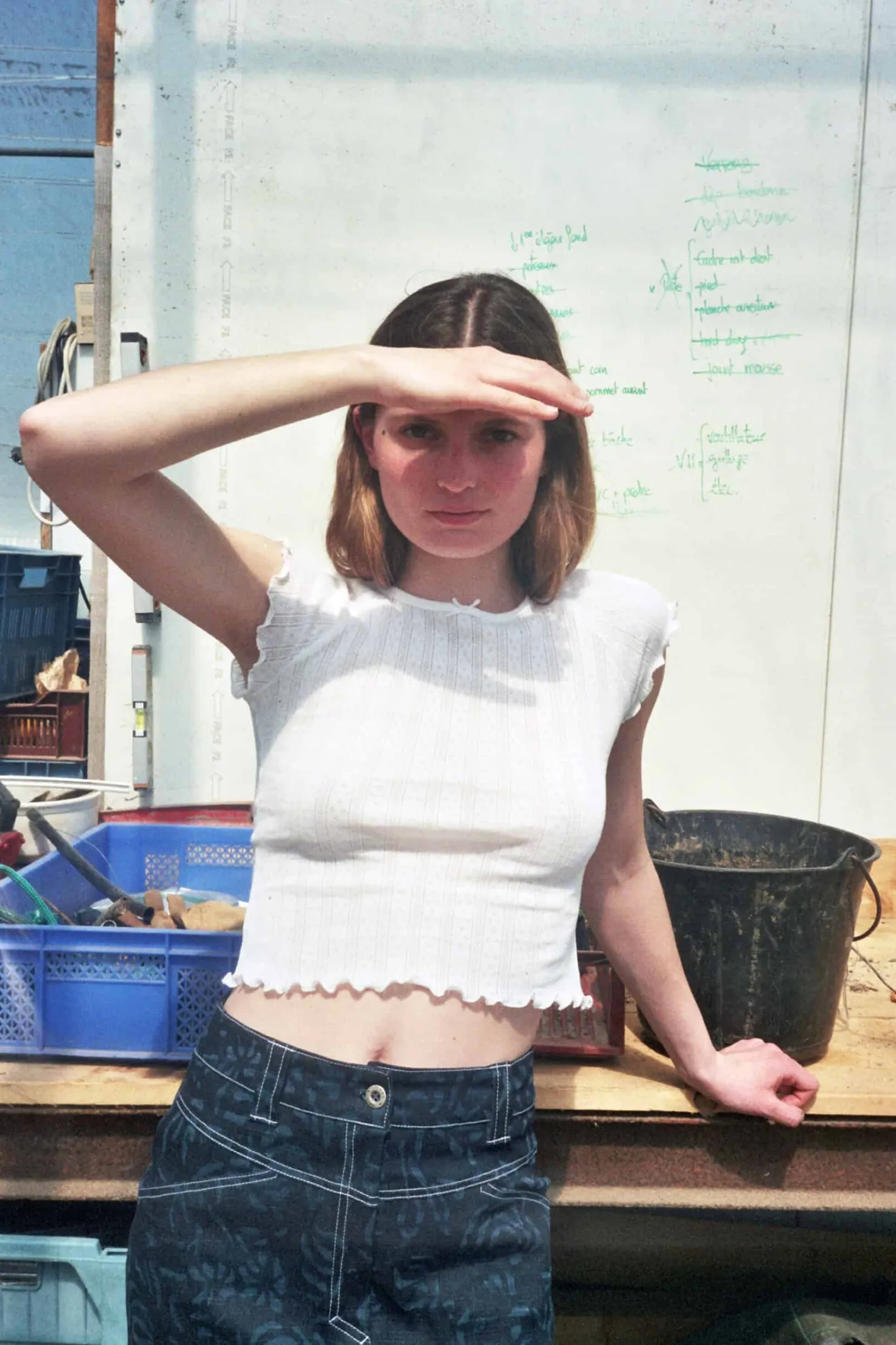 MaisonCléo Tops>T-shirt en jersey pointelle blanc