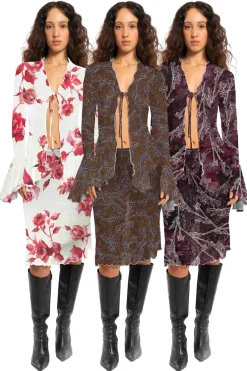 MaisonCléo Jupes>UPCYCLED COLLECTION – Jupe mi-longue volantée en mesh KESALY