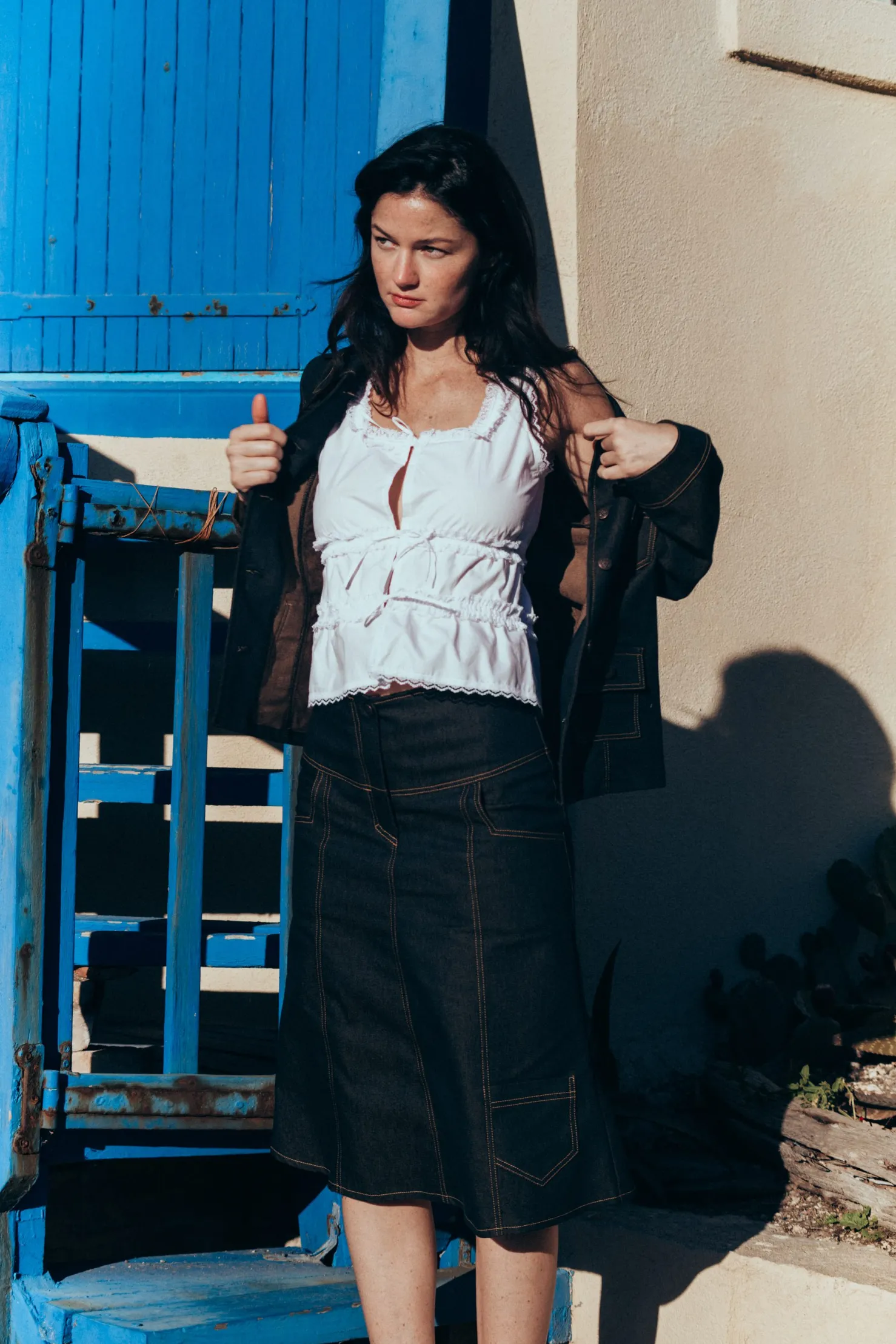 MaisonCléo Vestes / Manteaux>Veste en denim brut léger Sophie avec poches